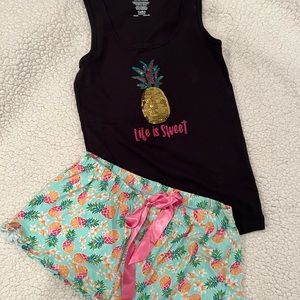 Womens Printed Pajamas Loungewear Shorts & tank Pineapple 🍍 Paint LaLa Small